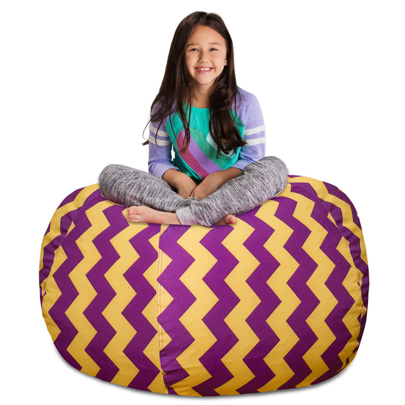 Housse pour fauteuil à billes Kids, Très grand - 48 po, Motif de chevron mauve et jaune