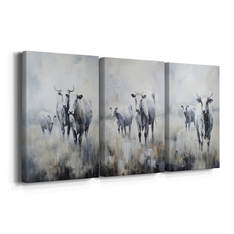 ANIMALS Series CCLX - Toile tendue avec châssis sur mesure - 3 pièces, H 27 po x l 54 po