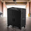Armoire à outils mobile noire en métal, rangement de garage robuste avec porte verrouillée et trois tiroirs