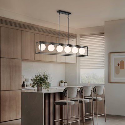 6 - Light Kitchen Island Lighting Dining Room Chandelier Linear Chandelier For Kitchen Island Rectangle Chandelier