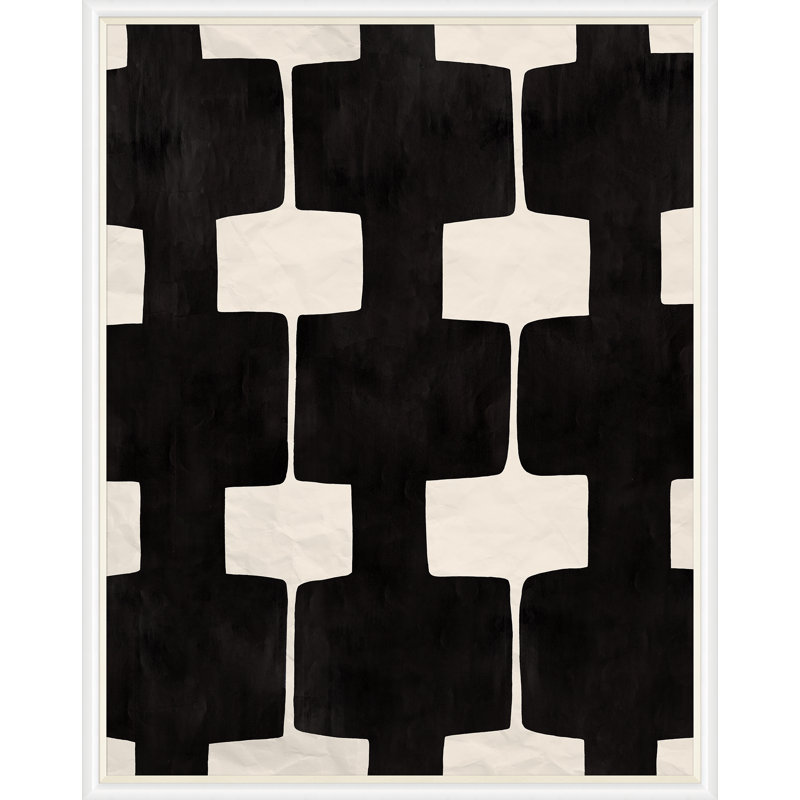 Black And White Abstract 4 Print by Paule Marrot, 54" H x 43" W x 1.25" D, White Framed
