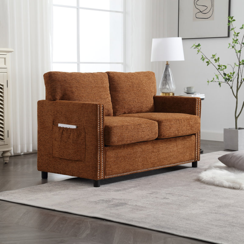 Canapé-lit 2 places en tissu chenille Modern, Brun