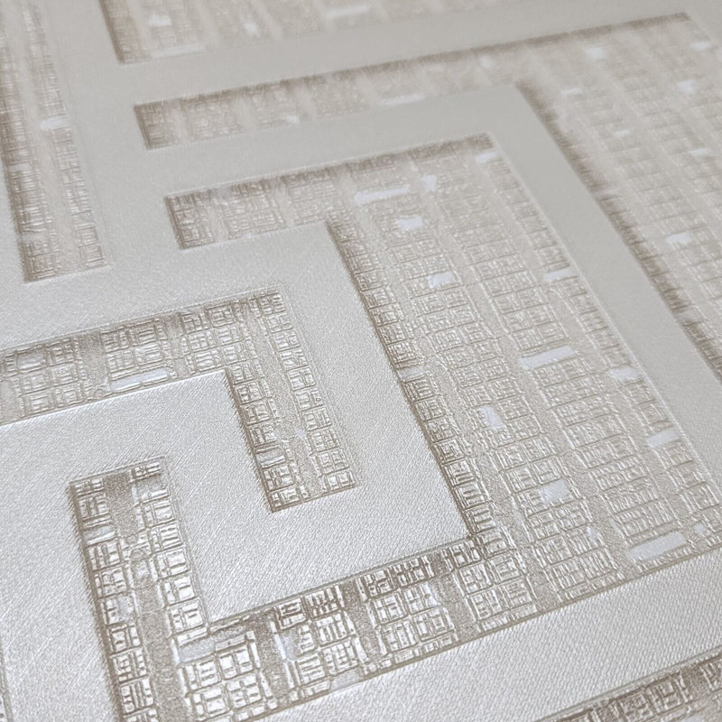 Versace Beige Tan Cream Small Greek Key Lines Textured Wallpaper Roll 3d
