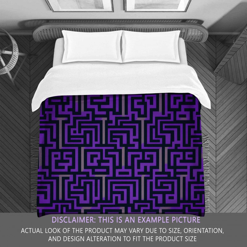 Polyester Comforter, Queen Comforter, Navy/Purple Geometric