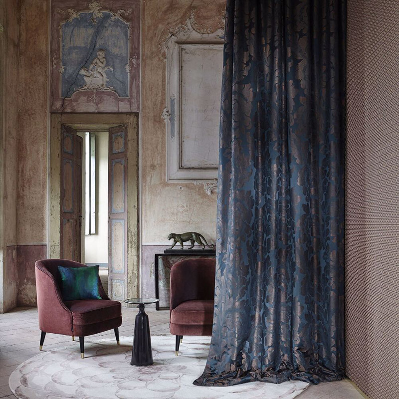 Acantha Silk Fabric, Prussian Blue