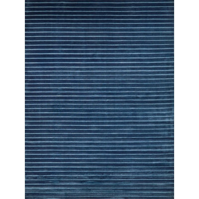 Amani Modern Handmade Silky Nylon, Navy Area Rug