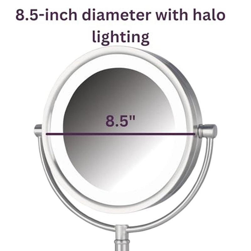 8.5" Lighted Tabletop Magnified Makeup Mirror, Plug In, Bronze