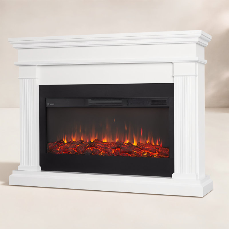 Beau 59" Landscape Electric Fireplace by Real Flame, White, Standard