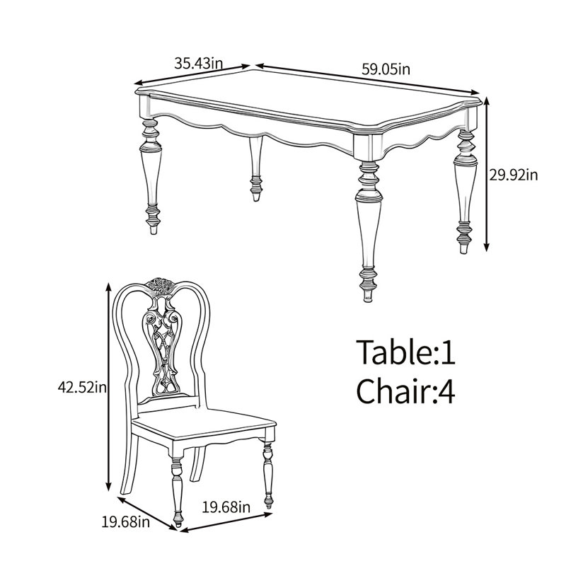 Elegant and durable solid wood table set, Walnut