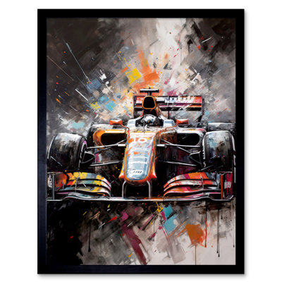 Roundhay Race Car Grand Prix Multicoloured Modern - Single Picture Frame Print