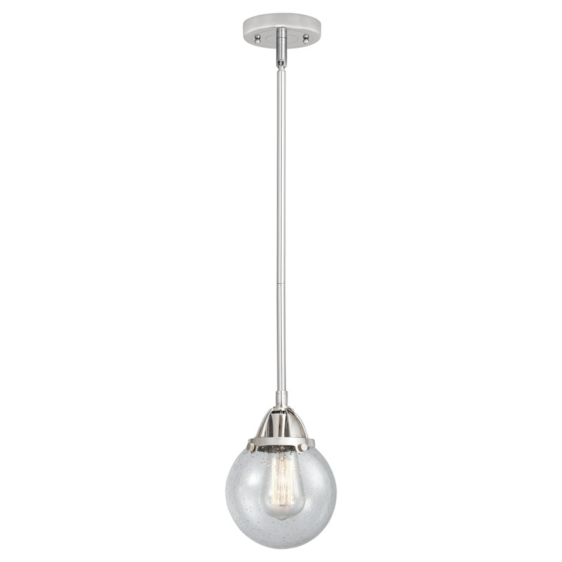 Luminaire suspendu sphère 1 lumière Lorri, Chrome poli, Grainé, Ampoule non incluse