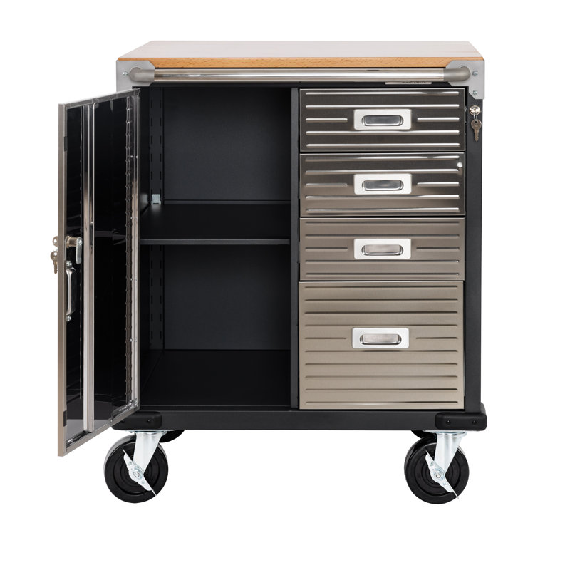 Seville Classics UltraHD 4-Drawer with 1-Door Rolling Cabinet, Graphite