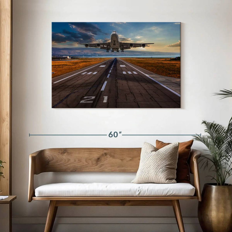 Décollage de l'avion Mehar, H 30 po x l 45 po