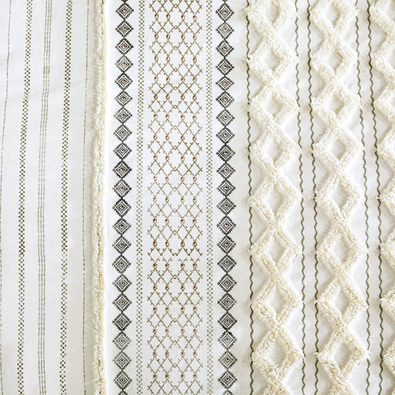 Housse de couette en coton très grand - texture chenille, imprimé, 4 coins de cravate intérieurs, mini literie douillette avec motifs géométriques, 2 taies décoratives, matériaux non nocifs