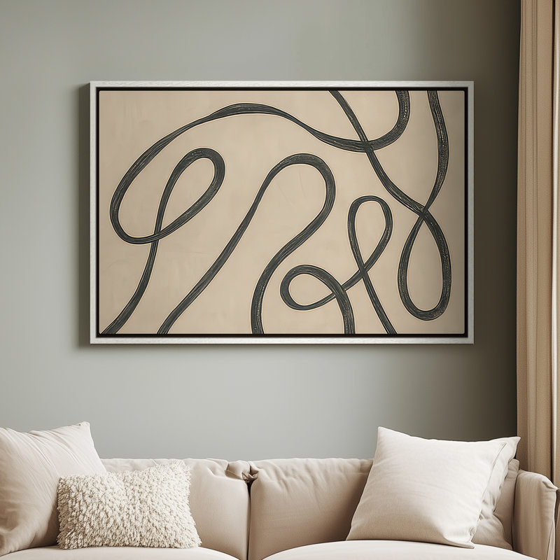 Art mural encadré, impressions murales abstraites rétro pour chambre à coucher - 16 po x 24 po, Blanc