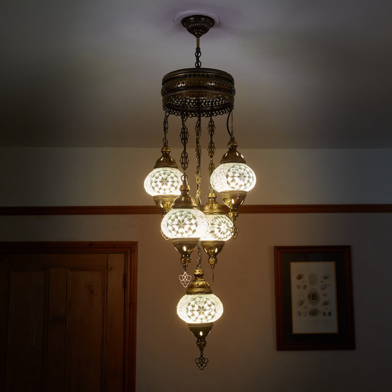 Leeton 5 - Light Antique Bronze Cluster Pendant