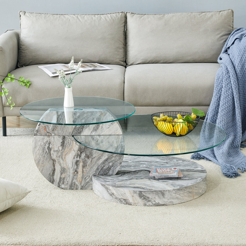 Table basse Varese, Clair, H 17 po x l 42 po x P 31,5 po, Gris blanc