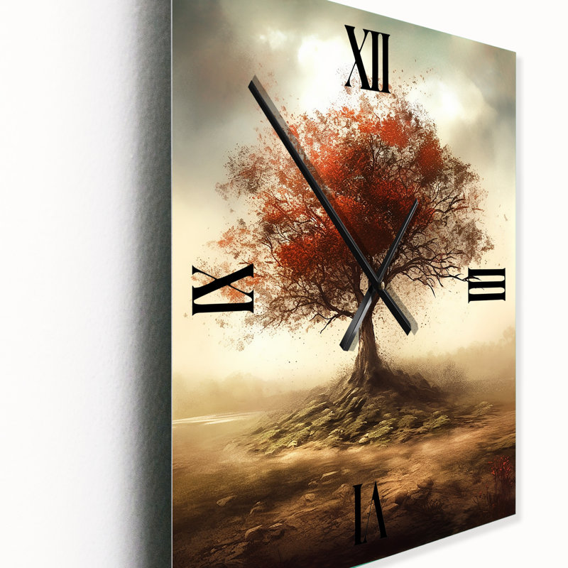 Arbre rouge en fleurs dans les dunes de sable - Horloge murale surdimensionnée, Moyen
