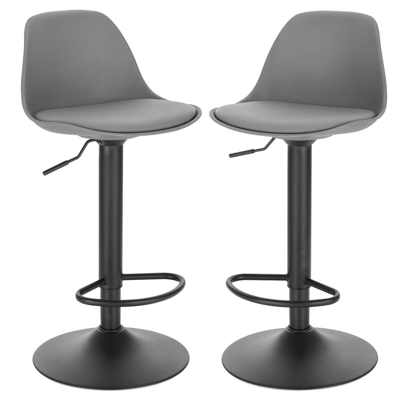 Rikard Swivel Upholstered Adjustable Height Counter Stool, Grey