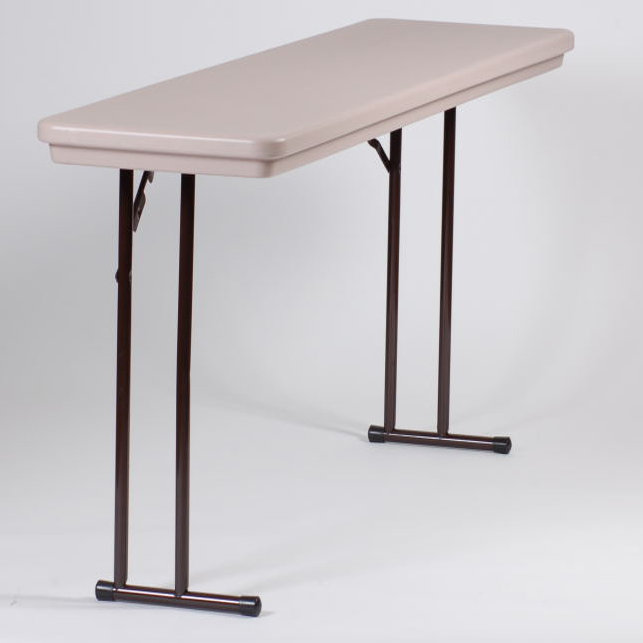 Rectangular Banquet Table, 29" H x 48" L x 24" W, Mocha Granite with Brown Frame