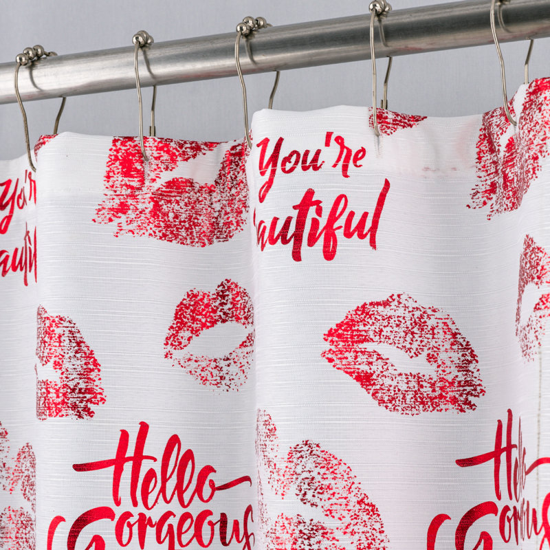 Rideau de douche Lips Foil - blanc / rouge