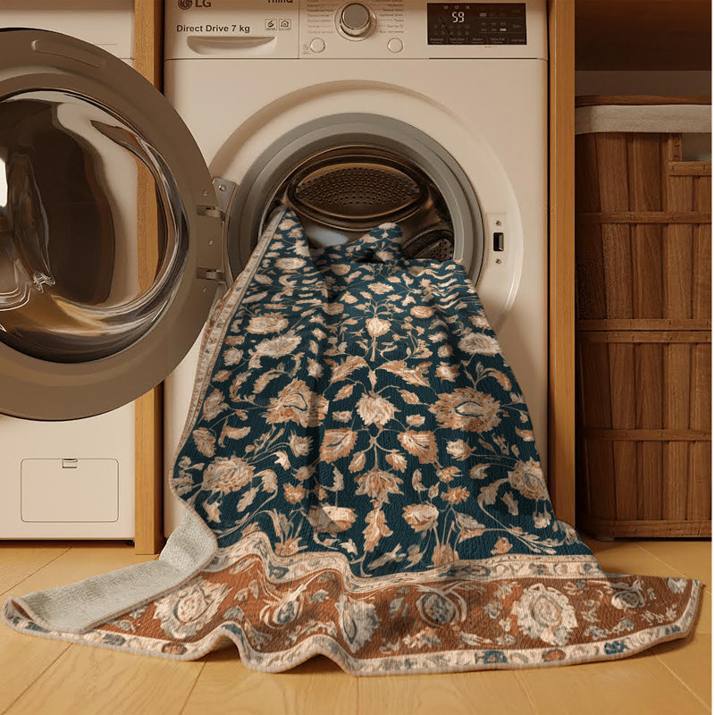 Tapis brun lavable à la machine, Carré 7 pi x 7 pi