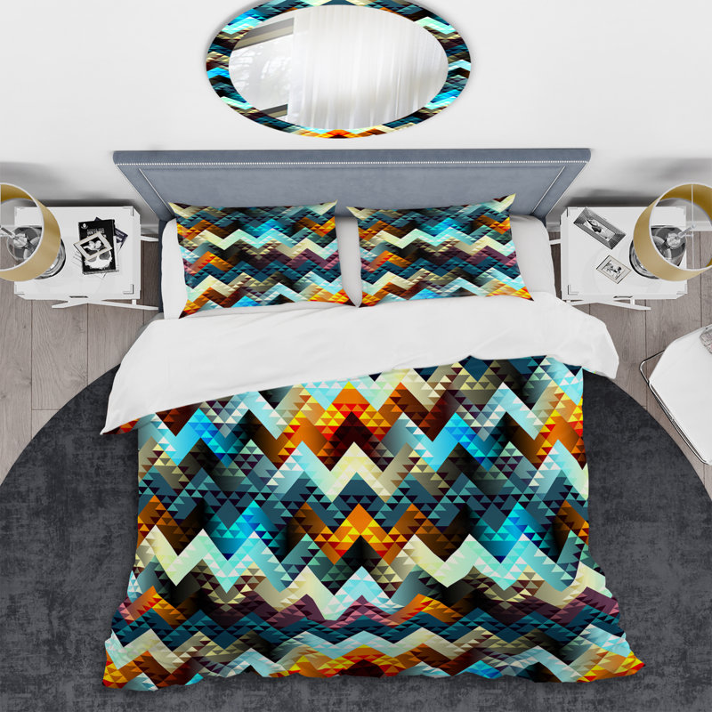 Ensemble de housse de couette en microfibre bleu / orange 3 pièces