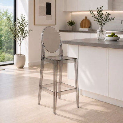 25" Seat Height Plastic Acrylic Modern Armless Counter Height Stool For Kitchen