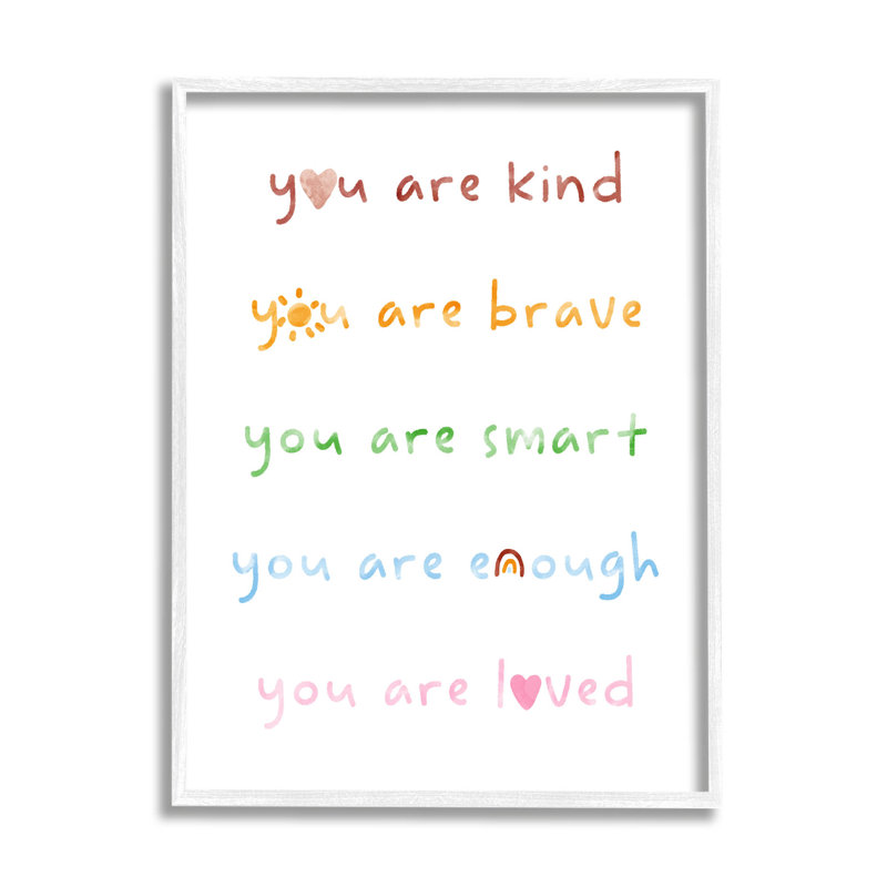 You Are Lived Uplifting List - art textuel sur bois, H 20 po x l 16 po x P 1,5 po, Giclée encadrée blanc bord de mer