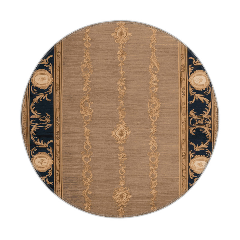 Tapis d'intérieur et d'extérieur brun français, Rond 5 pi
