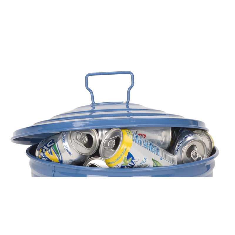 Bac de recyclage en acier émaillé galvanisé, Bleu, H 22 po x l 15 po x P 15 po