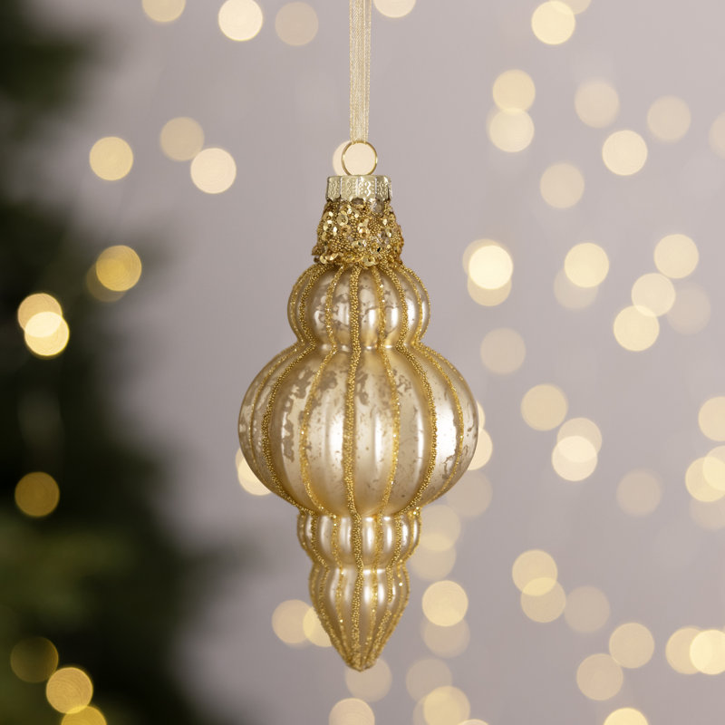12 Piece Glass Bauble Collection, Gold