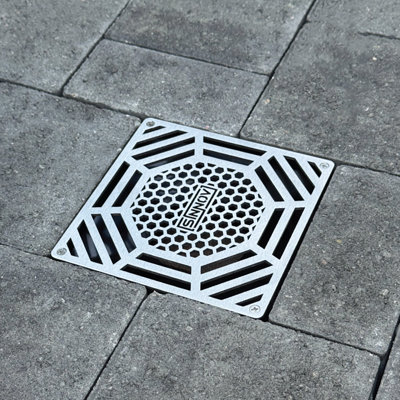 6 In. Premium Stainless Steel Heavy Duty Square Paver Drain Grate For Multiple Pipe Sizes - Drainage Cover Made In Usa