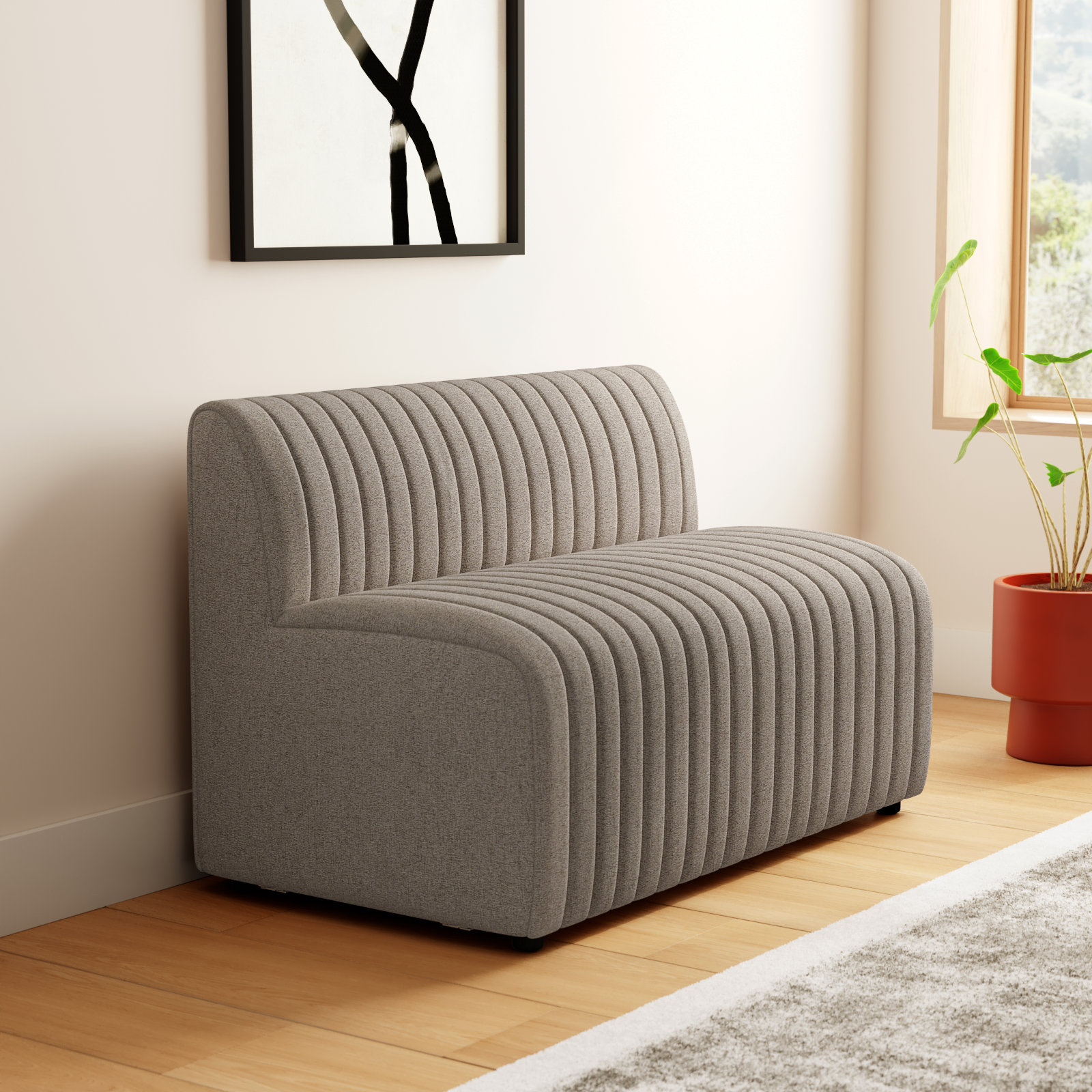 Brandt Bench, 31.5" H x 82" W x 28" D, Palermo Drift Genuine Leather