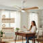 Ventilateur de plafond en bois massif de 52 pouces avec lumière, télécommande à 6 vitesses et moteur réversible silencieux-405156762-405156761