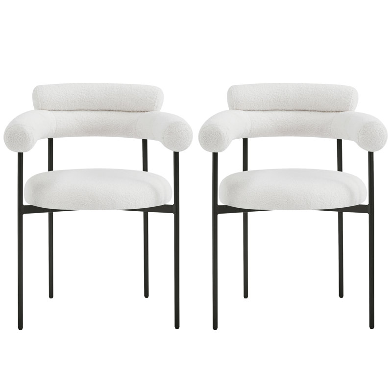 Ensemble de 2 chaises de salle à manger rembourrées Modern Design, Blanc, Noir