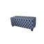 Banc de rangement bleu à rayures de 18 po de hauteur avec siège de 42 po de longueur, hauteur du siège au sol, hauteur de 14,5 po sans les pieds