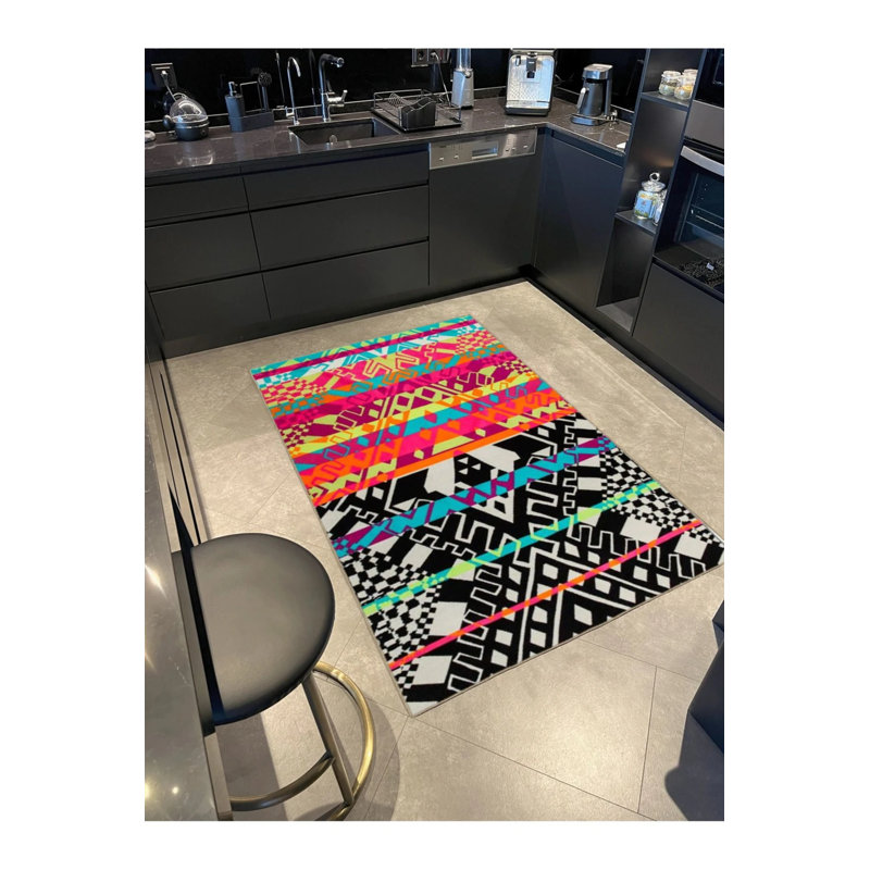 Multicolored Geometric Decorative Carpet, Rectangle 3'4" x 5'