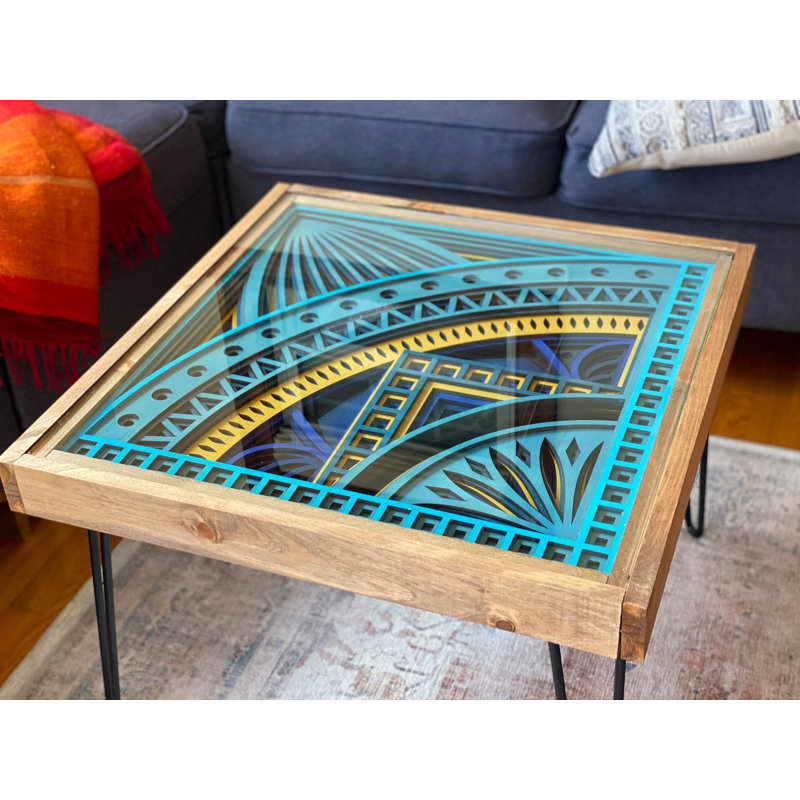 Table basse 4 pieds Iasmina, Turquoise