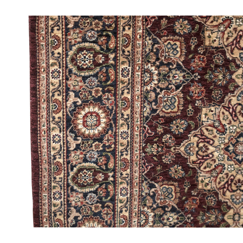 Tapis unique vin / bleu marine noué à la main de haute qualité