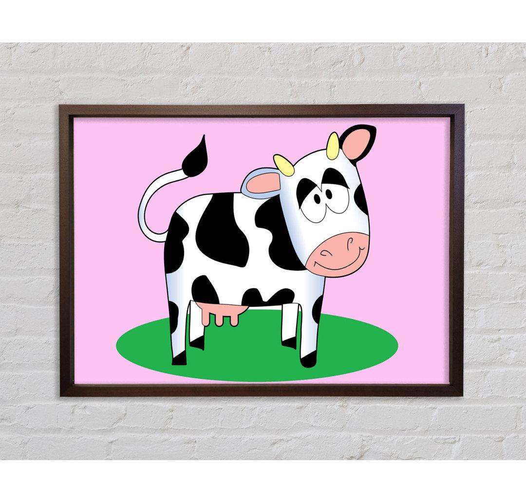 Happy Cow Pink - Einzelner Bilderrahmen Kunstdrucke auf Leinwand