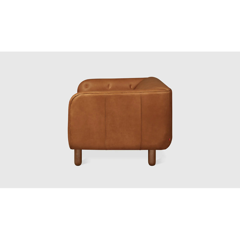 Beaconsfield Chair Canyon Whiskey Leather Walnut, Saddle Brown Genuine Leather