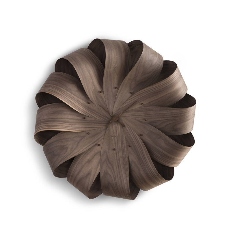 Walnut Analog Wall Clock, Beige/Brown, Small