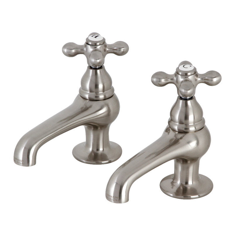 Kingston Brass Vintage Two-Handle Deck Mount Basin Tap Faucet, Brushed Nickel
