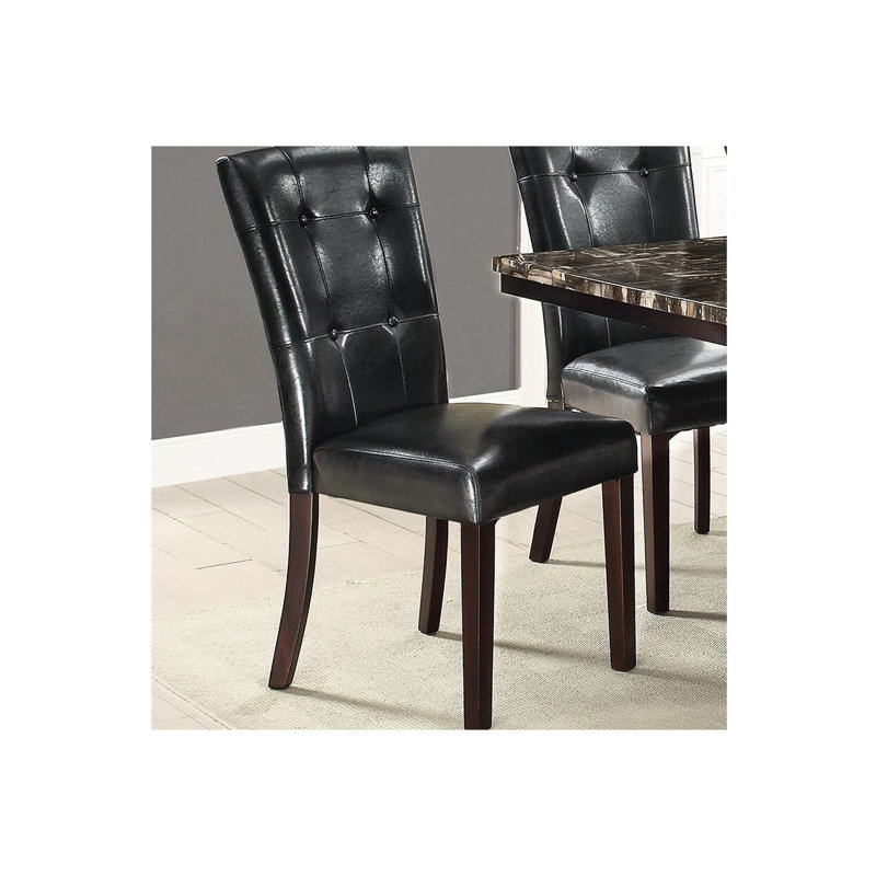 Chaises de salle à manger 2 pièces, look moderne, dossier en similicuir noir, assise à coussin, chaises en bois 2, fabrication en cuir, coussin et bouleau