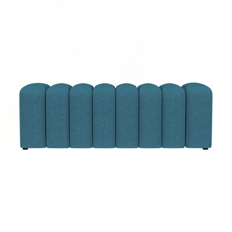 Banc rembourré capitonné, jaune moutarde, Bleu paon