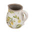 Ceramic Pitcher Vase With Lemon Motif, Rustic Textured Rim, Distressed Finish, And Versatile Decorative Functionality For Tabletops And Shelving.
