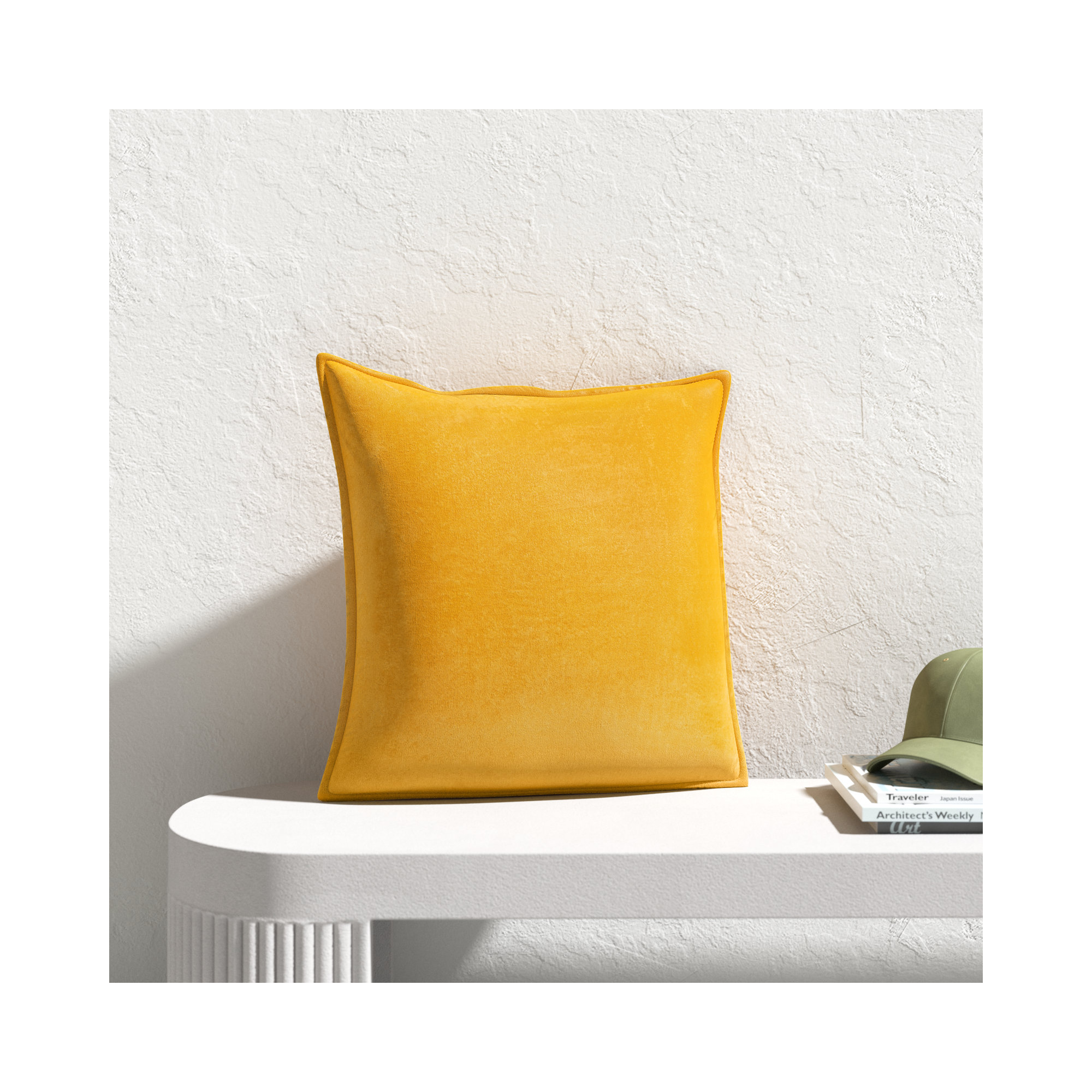 Edgar 100% Cotton Throw Pillow, 20"H x 20"W, Down, Yellow