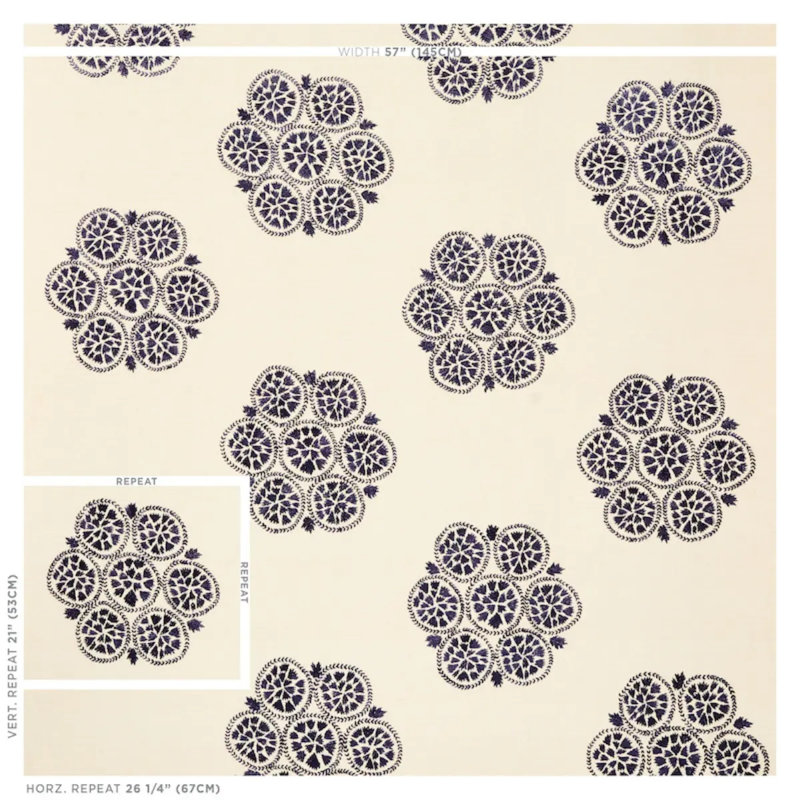 Isla Hand Embroidery Fabric, Slate