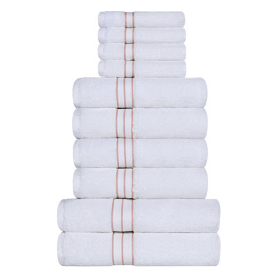 Josann Turkish Cotton Ultra-Plush Solid 10 Piece Highly Absorbent Heavyweight Towel Set